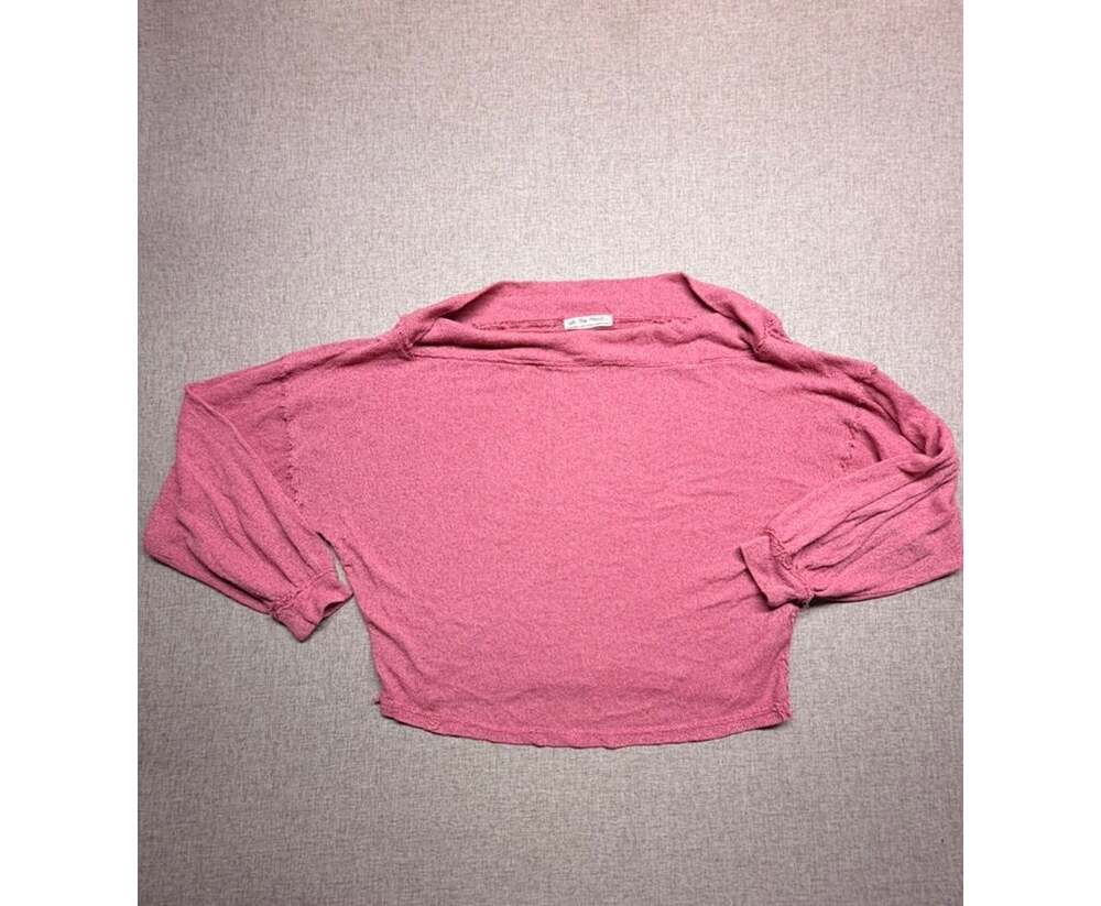 We The Free Free People XS Pink Exposed Seam Knit Top Oversized Boat Neck
